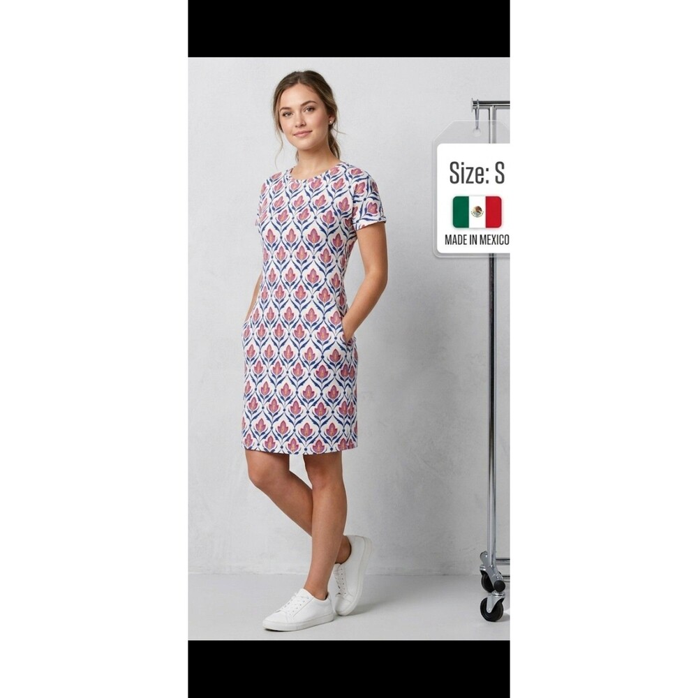 LuLaRoe Carly Swing T-Shirt Dress NWOT Bright Geo Floral Soft Stretch Knit SMALL